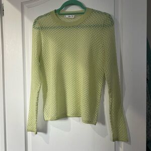 Mango Mesh Check Knit Sheer Top